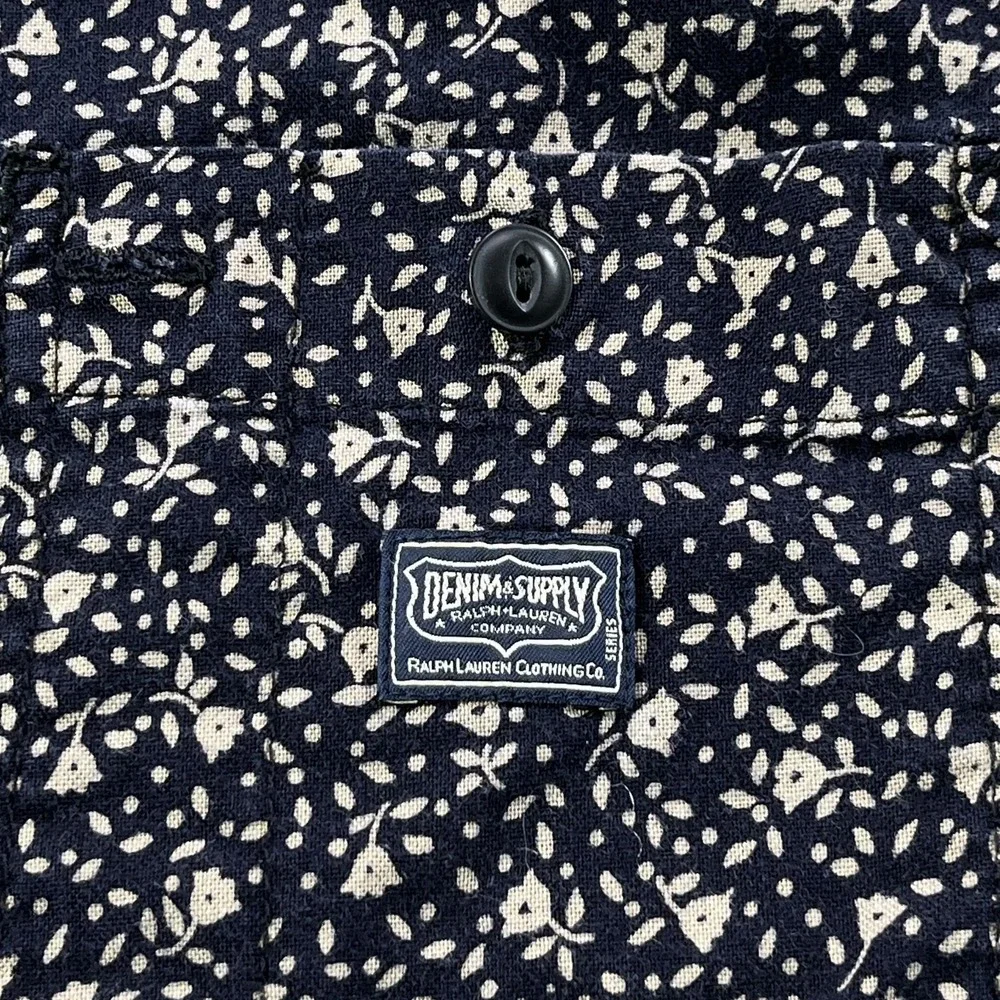 Denim & Supply‎ Ralph Lauren Shirt Men Medium Navy Micro Floral Button Up